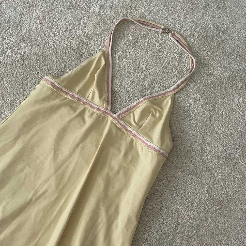 CHANEL 2004 CRUISE YELLOW HALTER DRESS